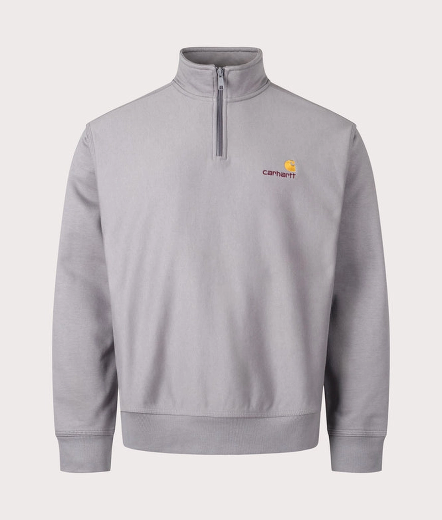 Carhartt WIP Mens Relaxed Fit Half Zip American Script Sweatshirt
